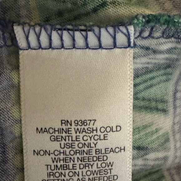 G-99 Liz Claiborne Blue Green &‎ White Short Sleeve Pullover Blouse Size MP - Picture 13 of 14